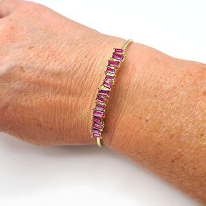 Pink Rhinestone cuff bracelet, goldtone